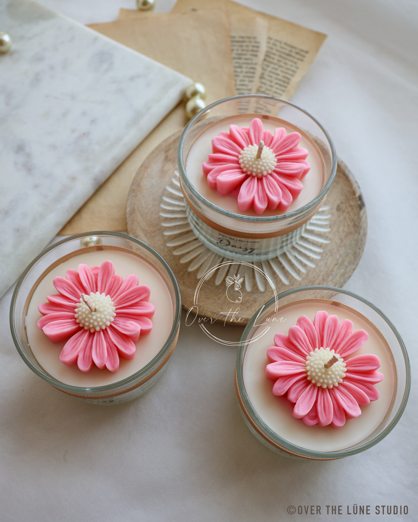 Daisy Clear Glass Jar Candle