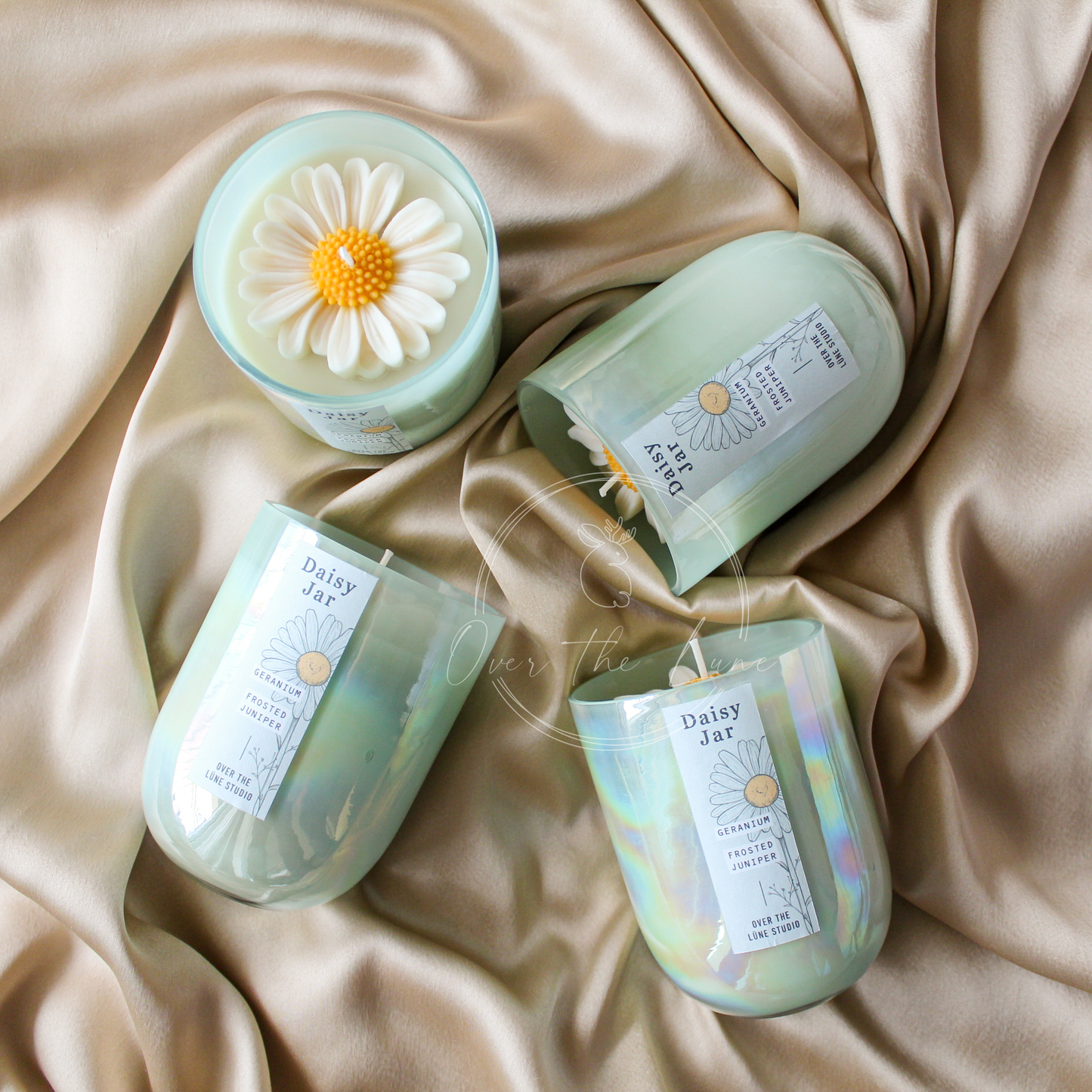 Daisy Luster Glass Jar Candle with Premium Gift Box