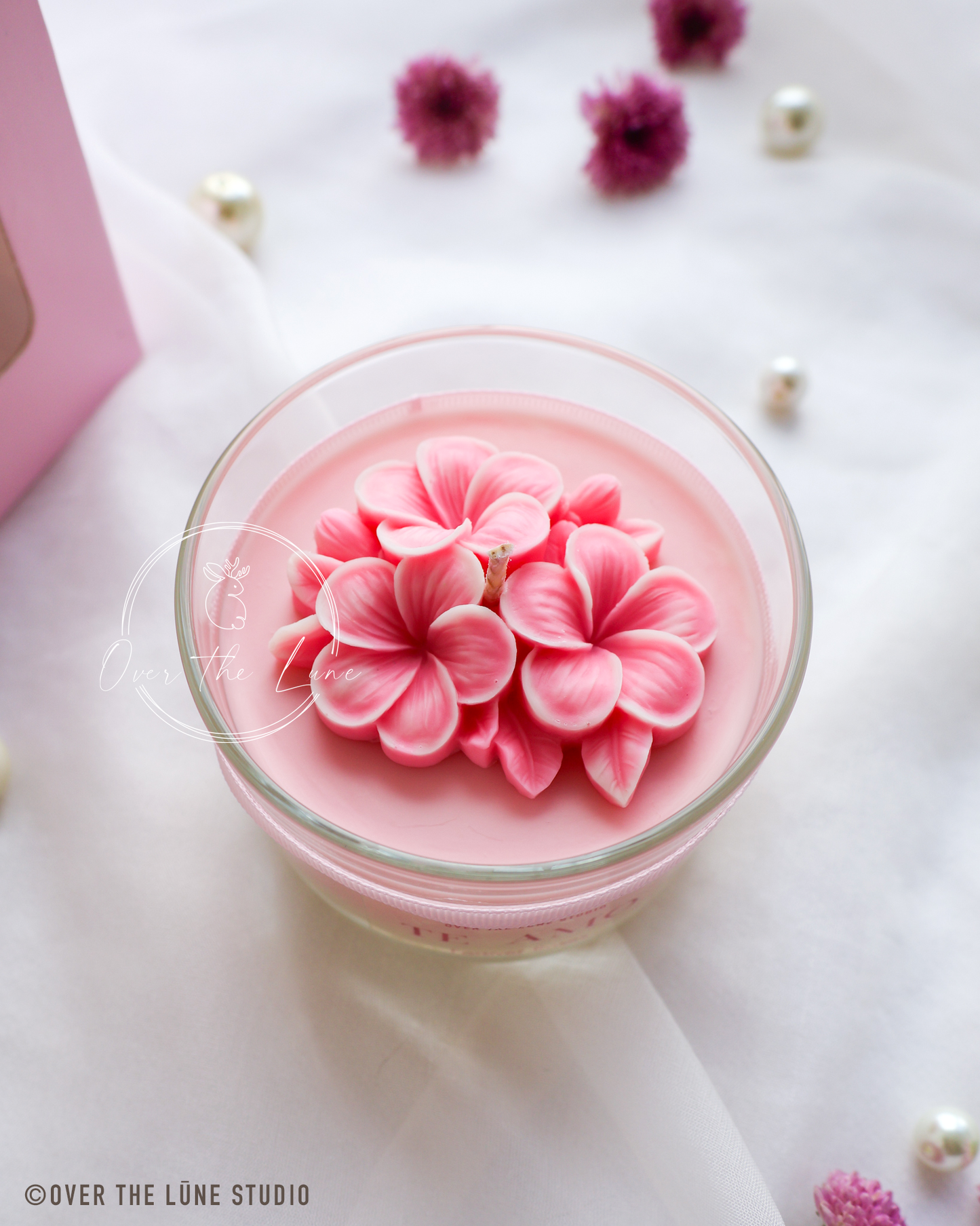 Plumeria Flower Glass Jar Candle