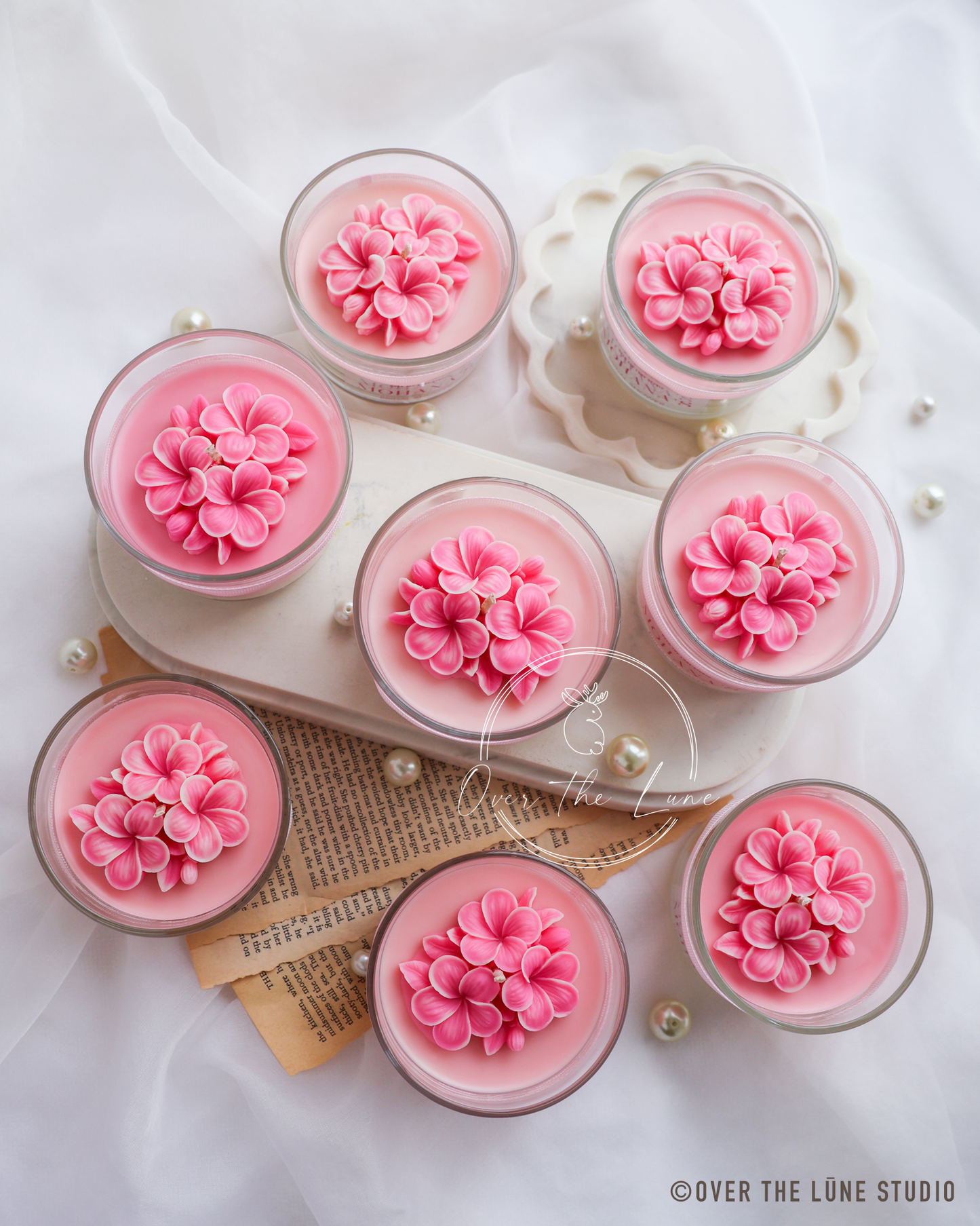 Plumeria Flower Glass Jar Candle