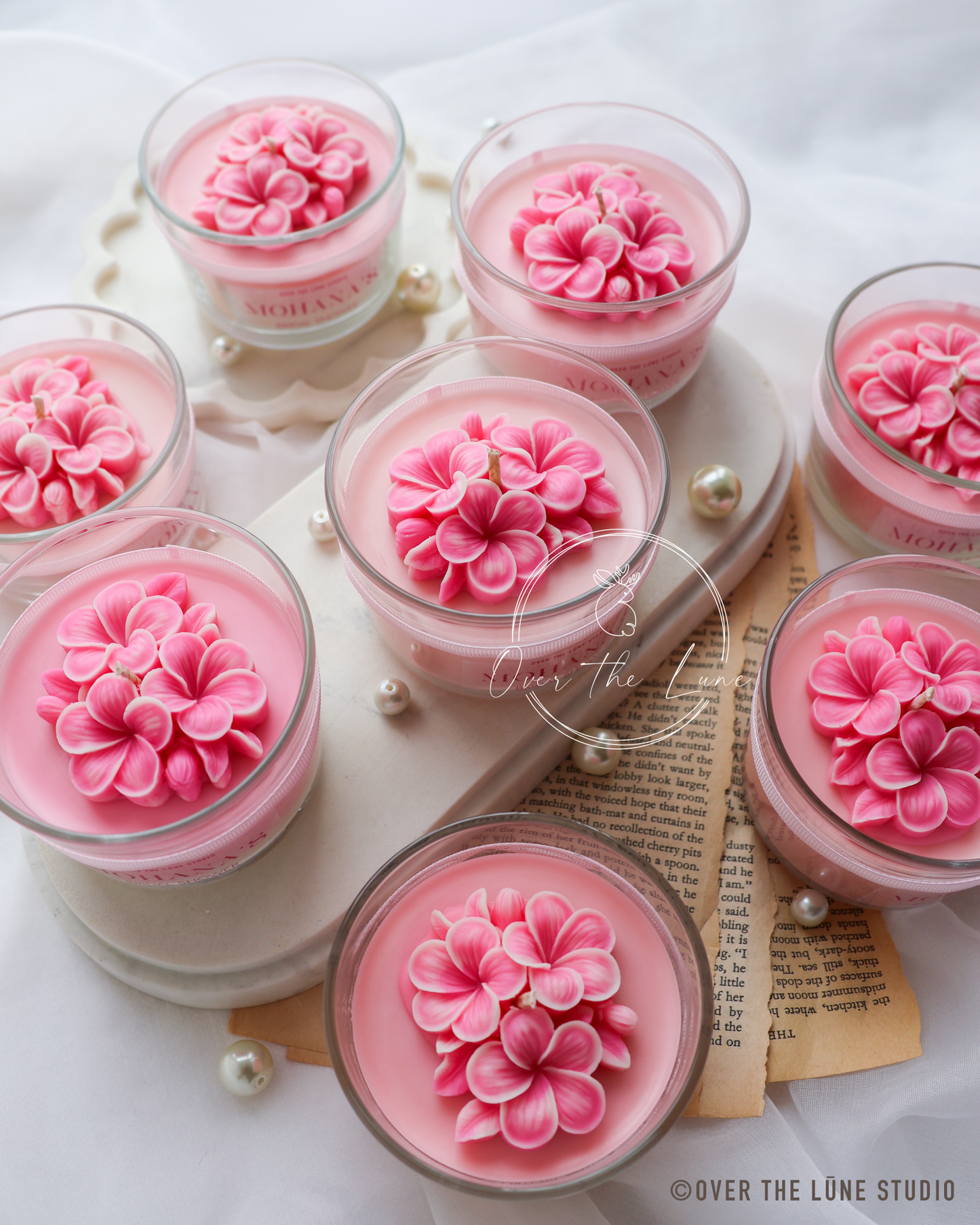 Plumeria Flower Glass Jar Candle