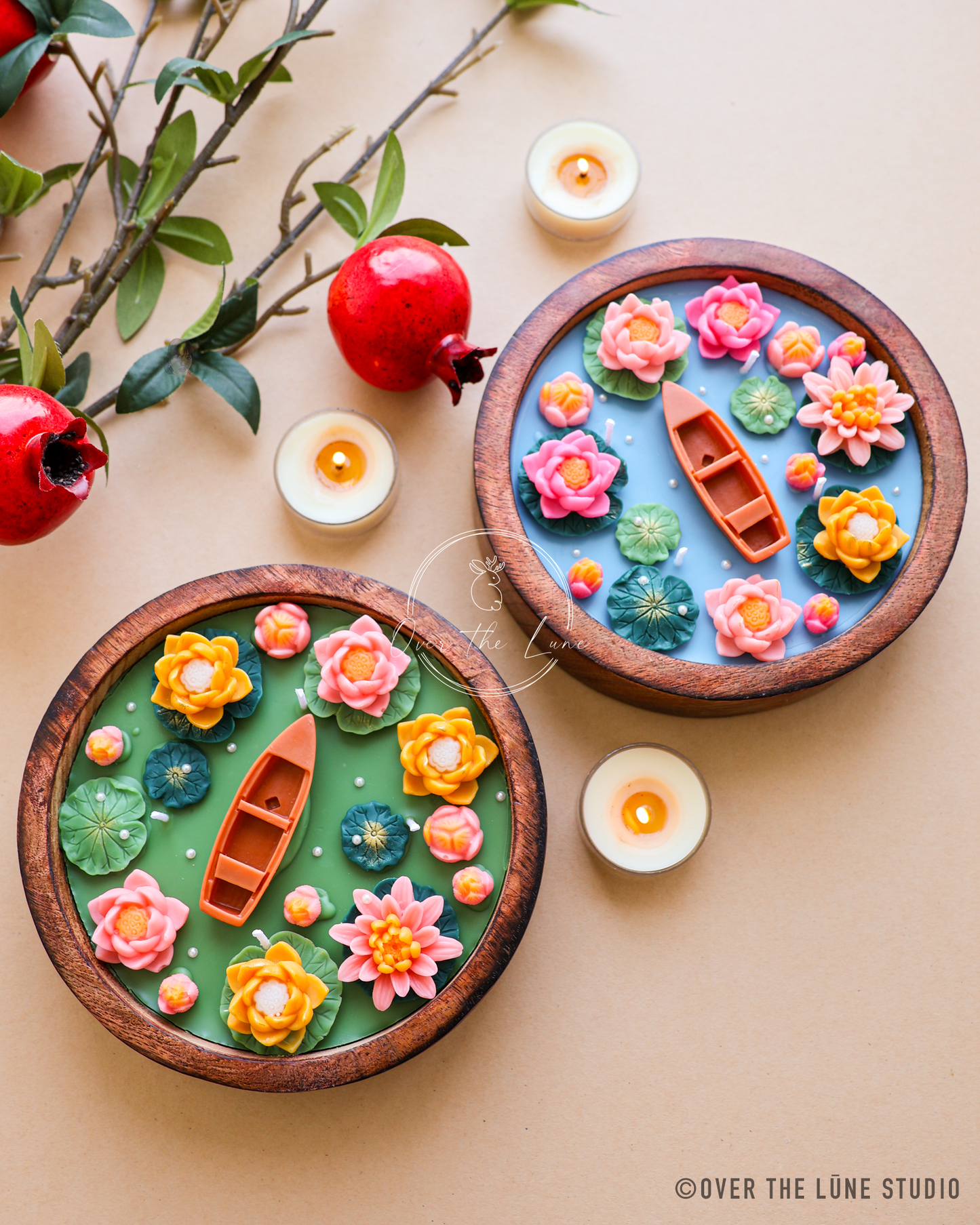 Lily Pond Wooden Jar