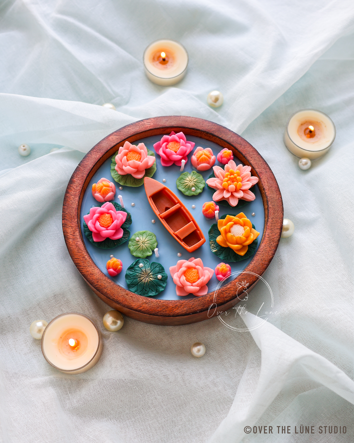 Lily Pond Wooden Jar