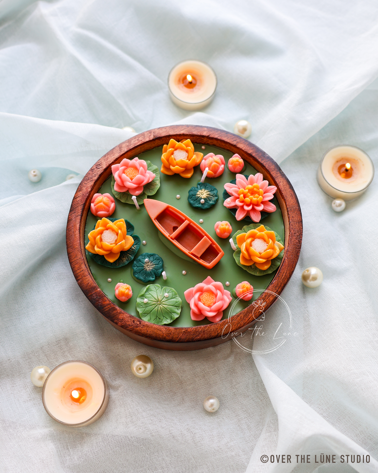 Lily Pond Wooden Jar