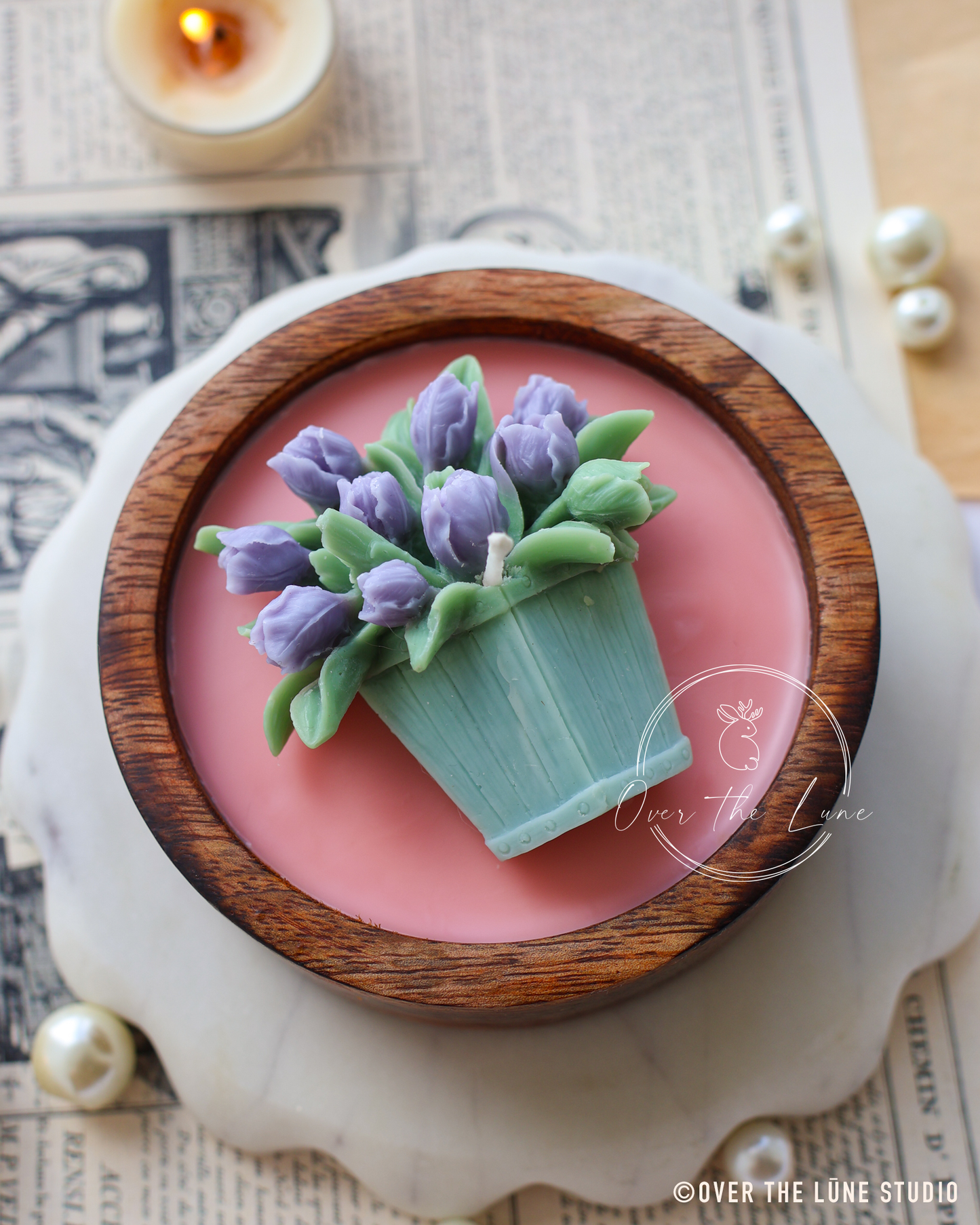 Tulip Base Wooden Jar (Only 1 Left)