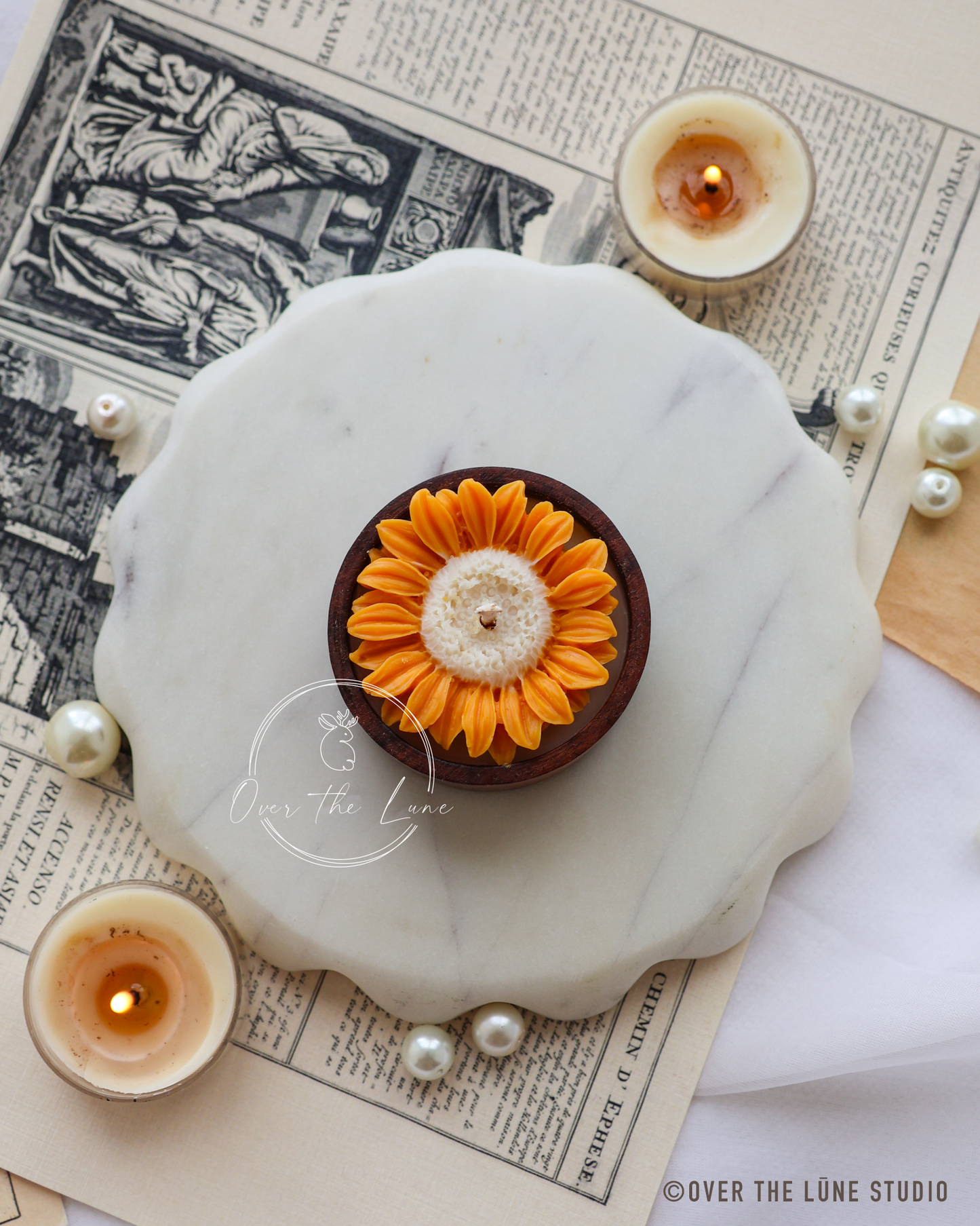 Mini Sunflower Wooden Jar Candle