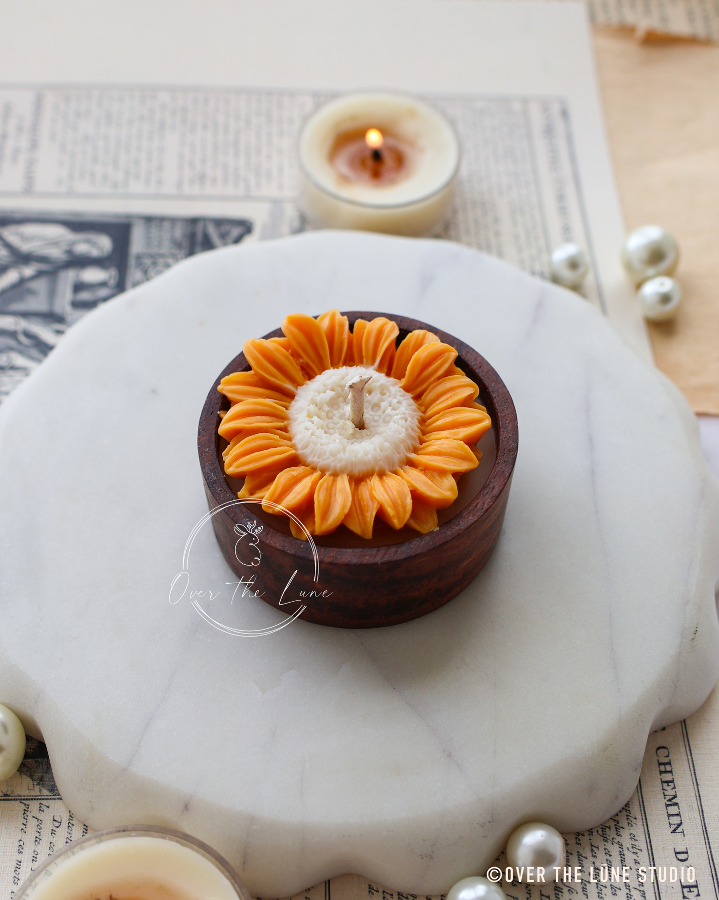 Mini Sunflower Wooden Jar Candle