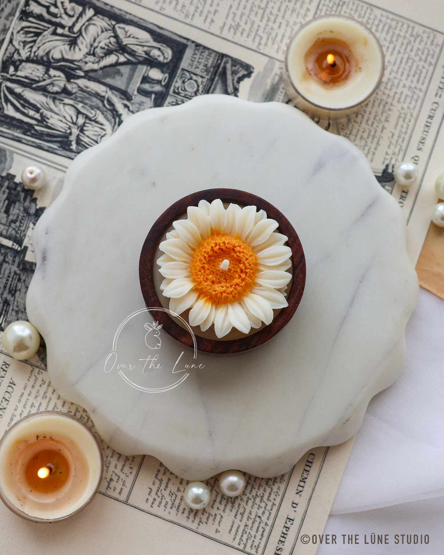 Mini Sunflower Wooden Jar Candle