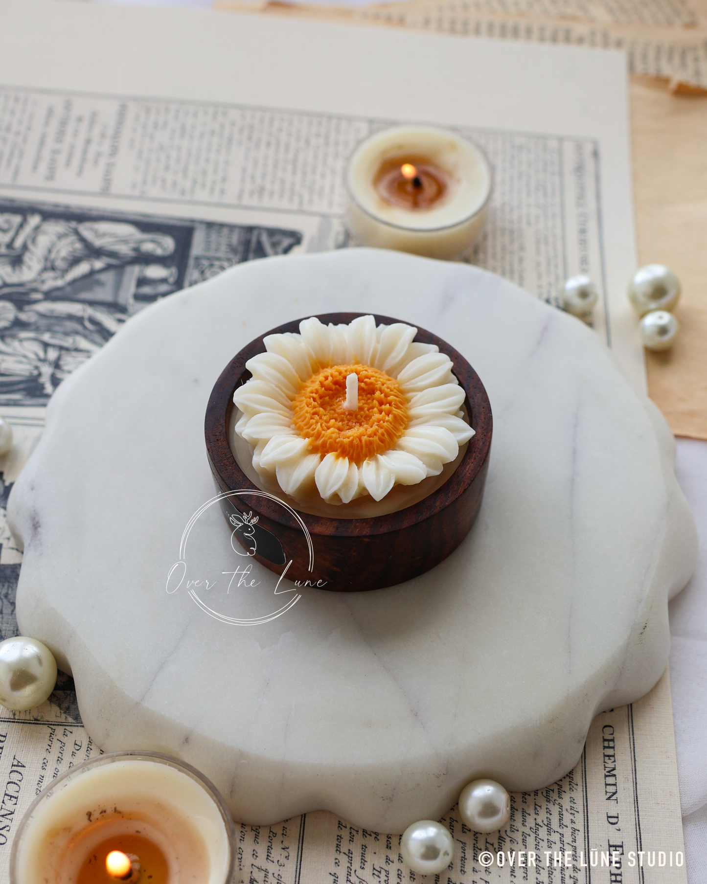 Mini Sunflower Wooden Jar Candle