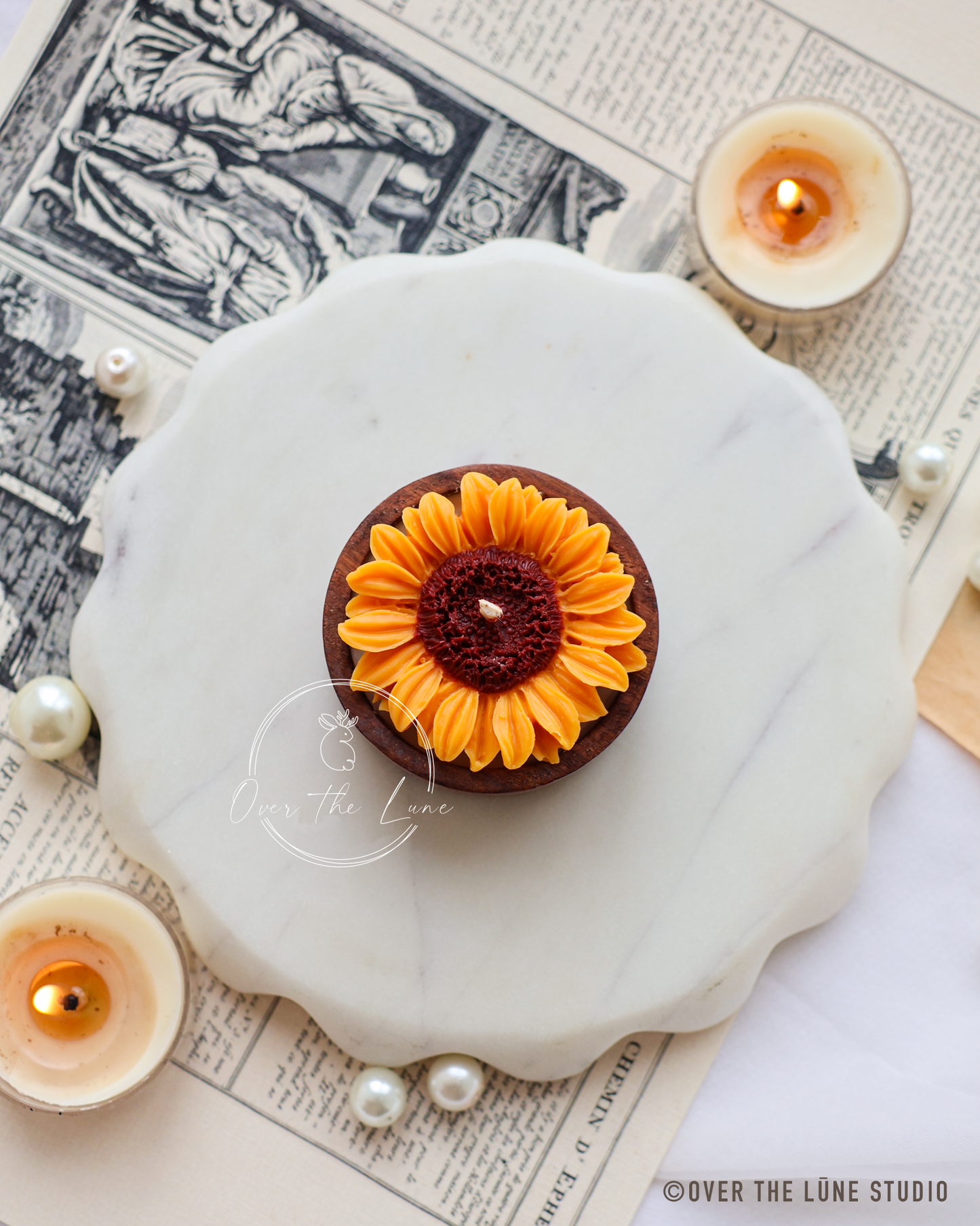Mini Sunflower Wooden Jar Candle