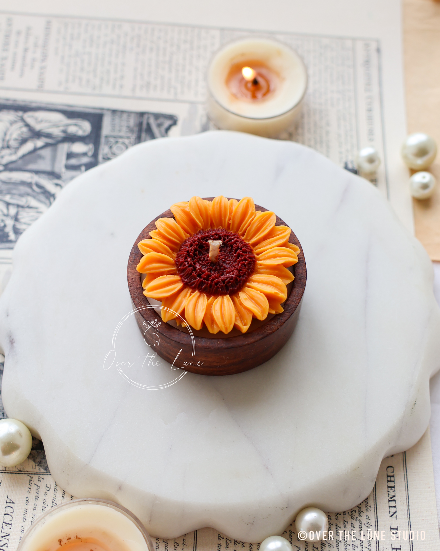 Mini Sunflower Wooden Jar Candle