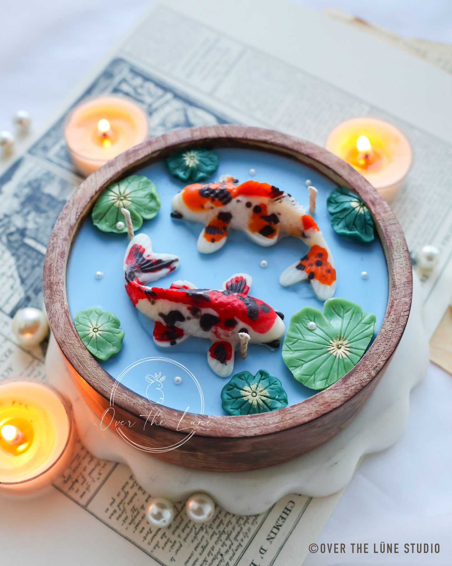 Koi Pond Wooden Jar