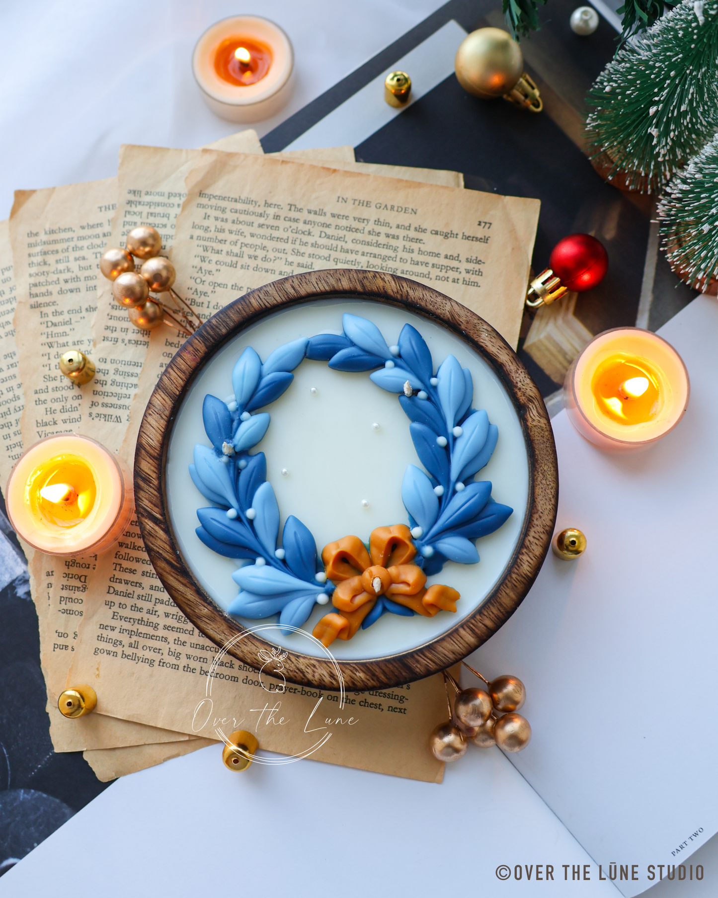 Wreath Wooden Jar (5 inches)