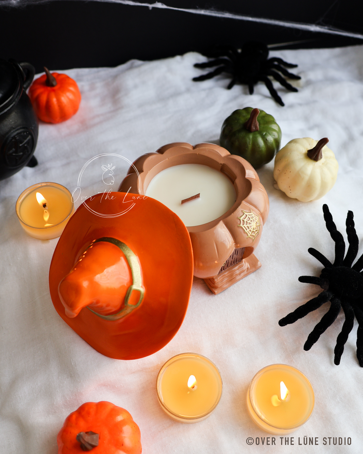 Witch House Pumpkin Jar with Candle