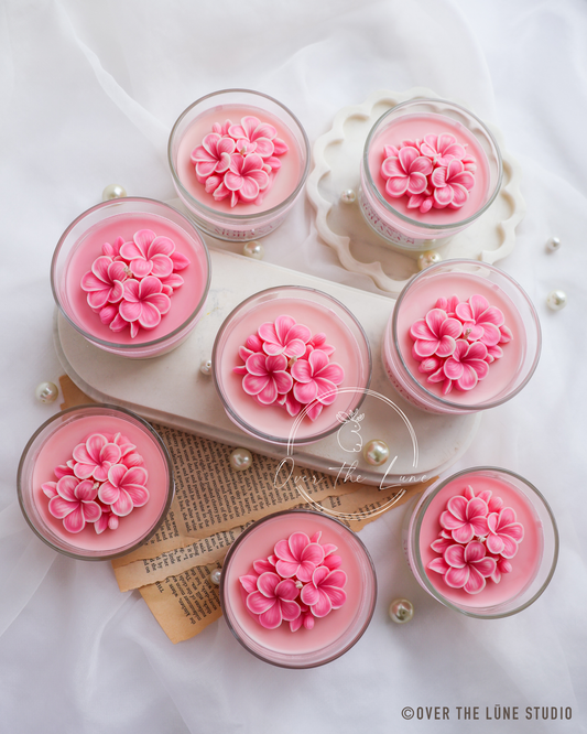 Plumeria Flower Glass Jar Candle