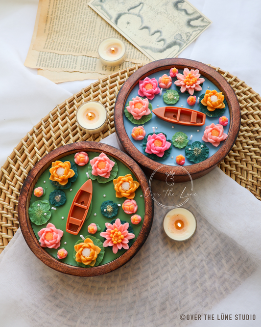 Lily Pond Wooden Jar