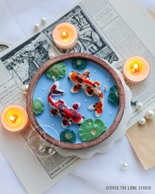 Koi Pond Wooden Jar