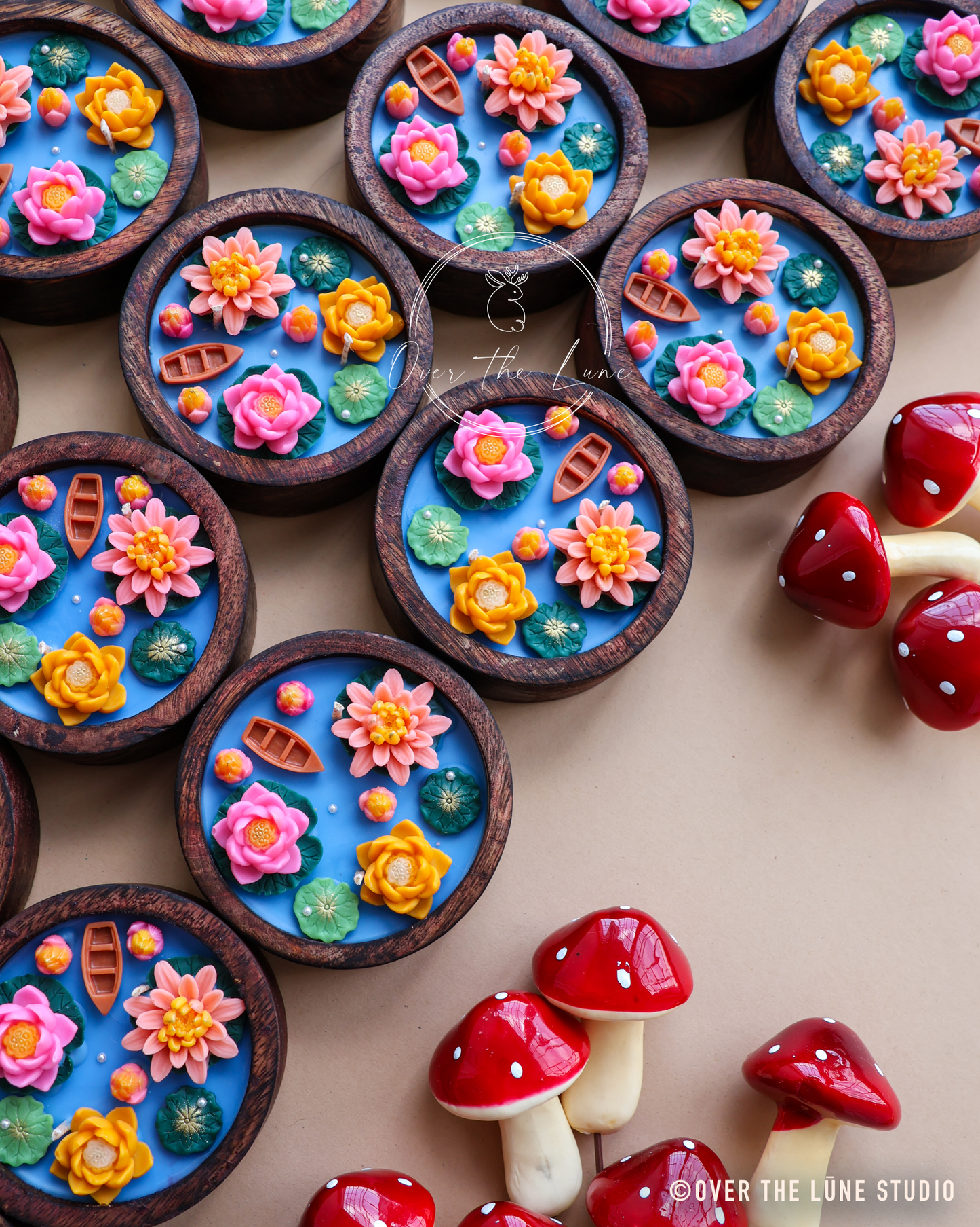 Lily Pond Wooden Jar (4 inch)