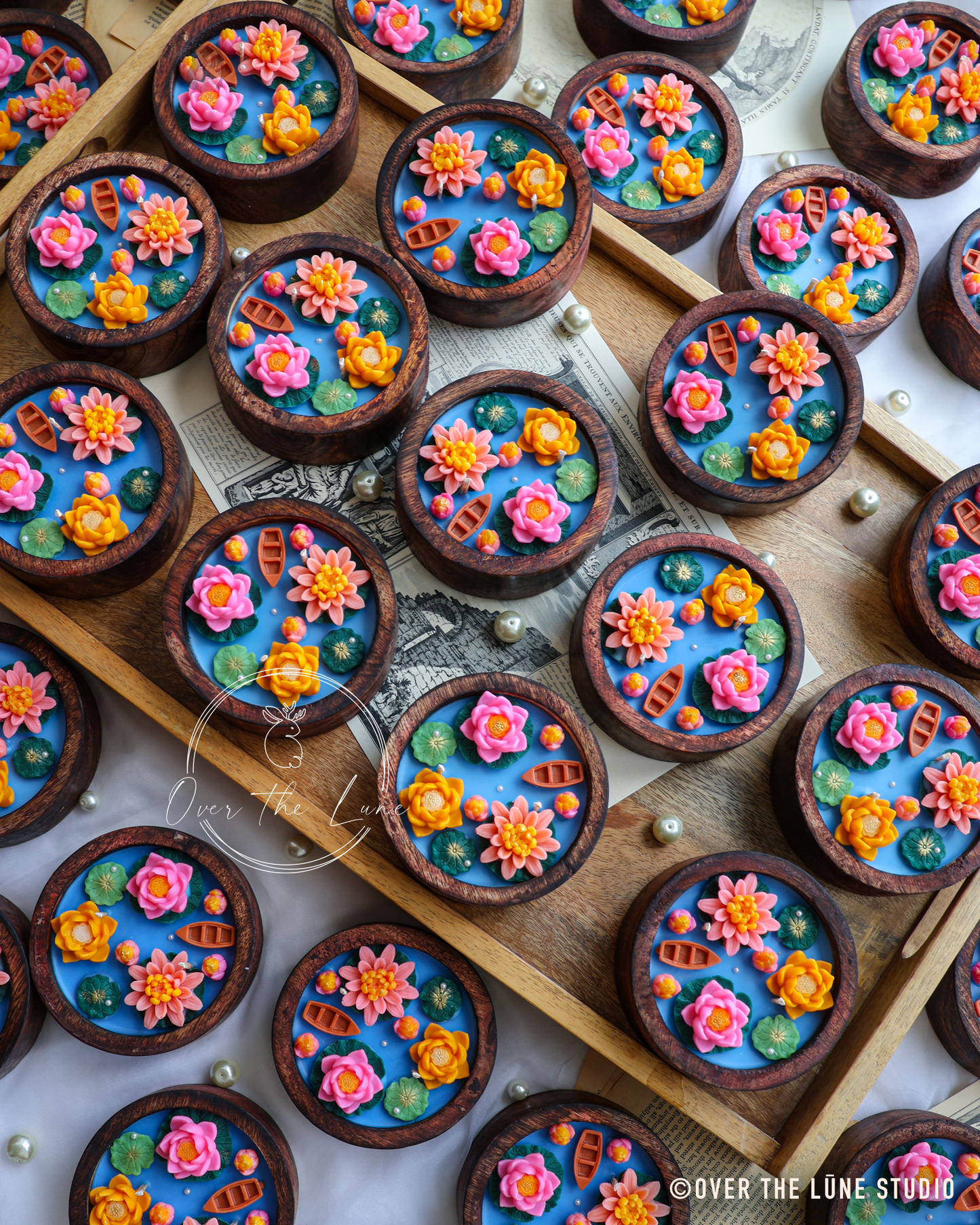 Lily Pond Wooden Jar (4 inch)