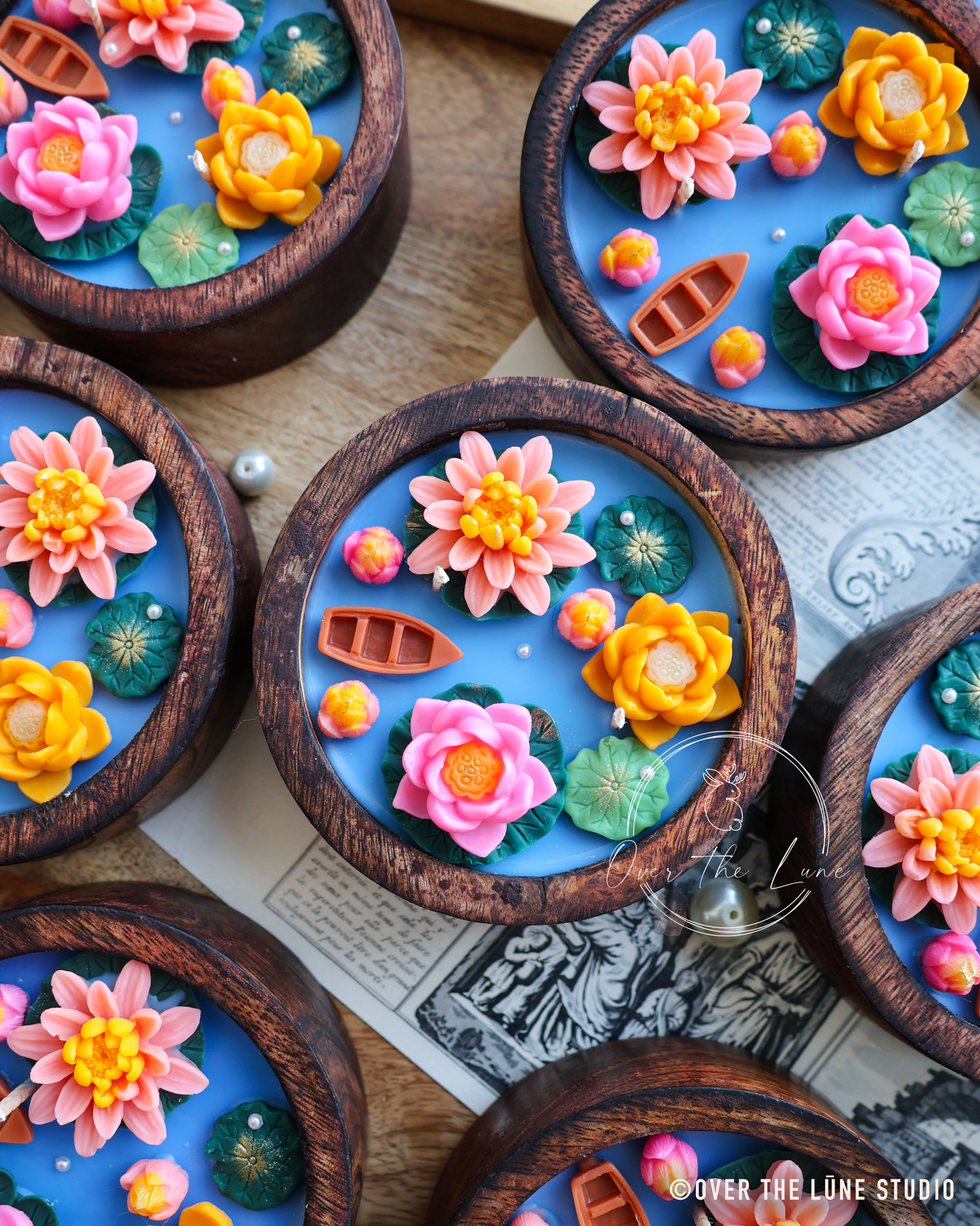 Lily Pond Wooden Jar (4 inch)