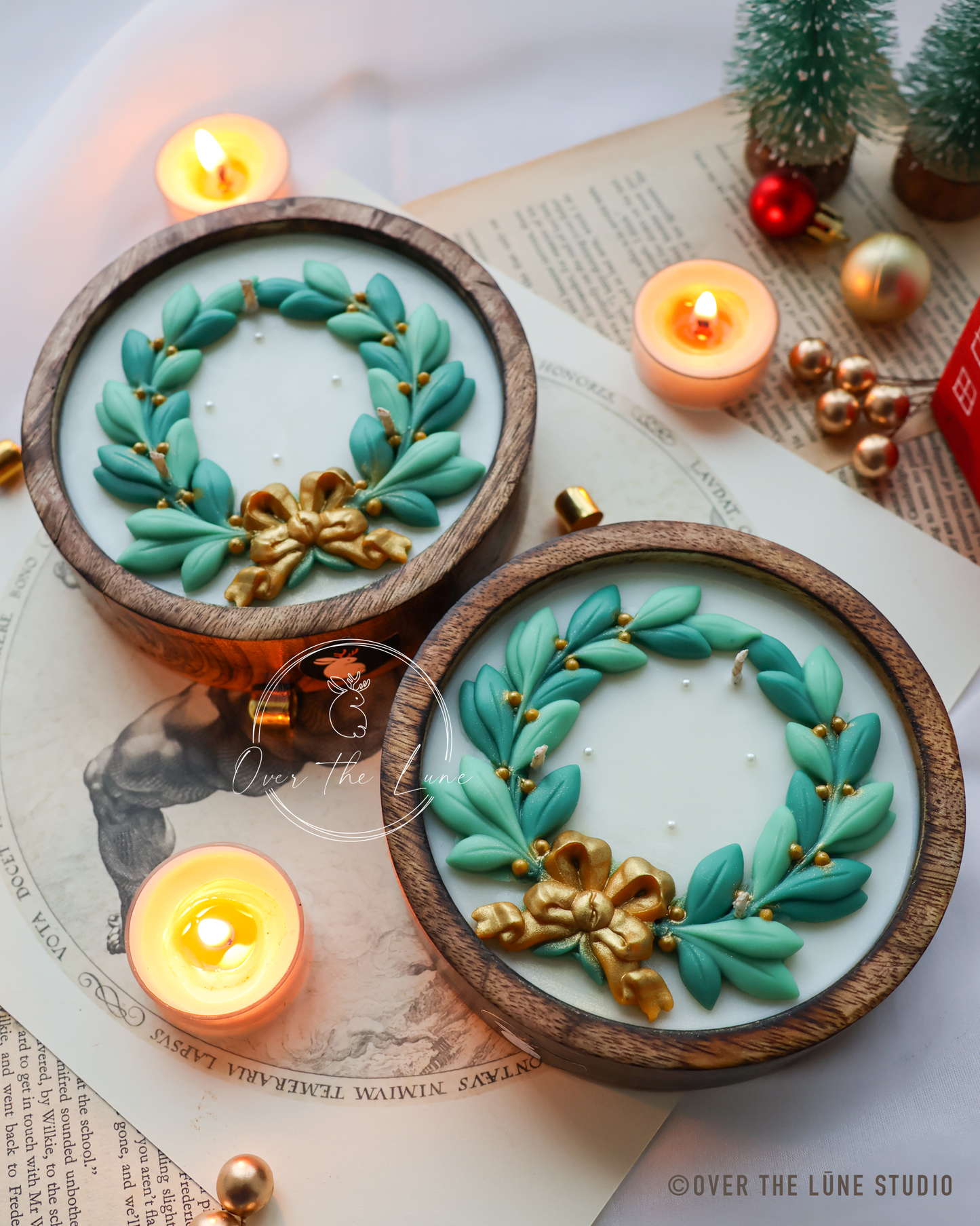 Wreath Wooden Jar (5 inches)