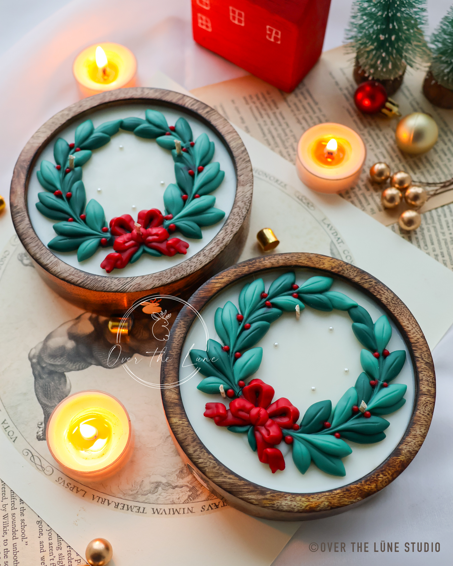 Wreath Wooden Jar (5 inches)