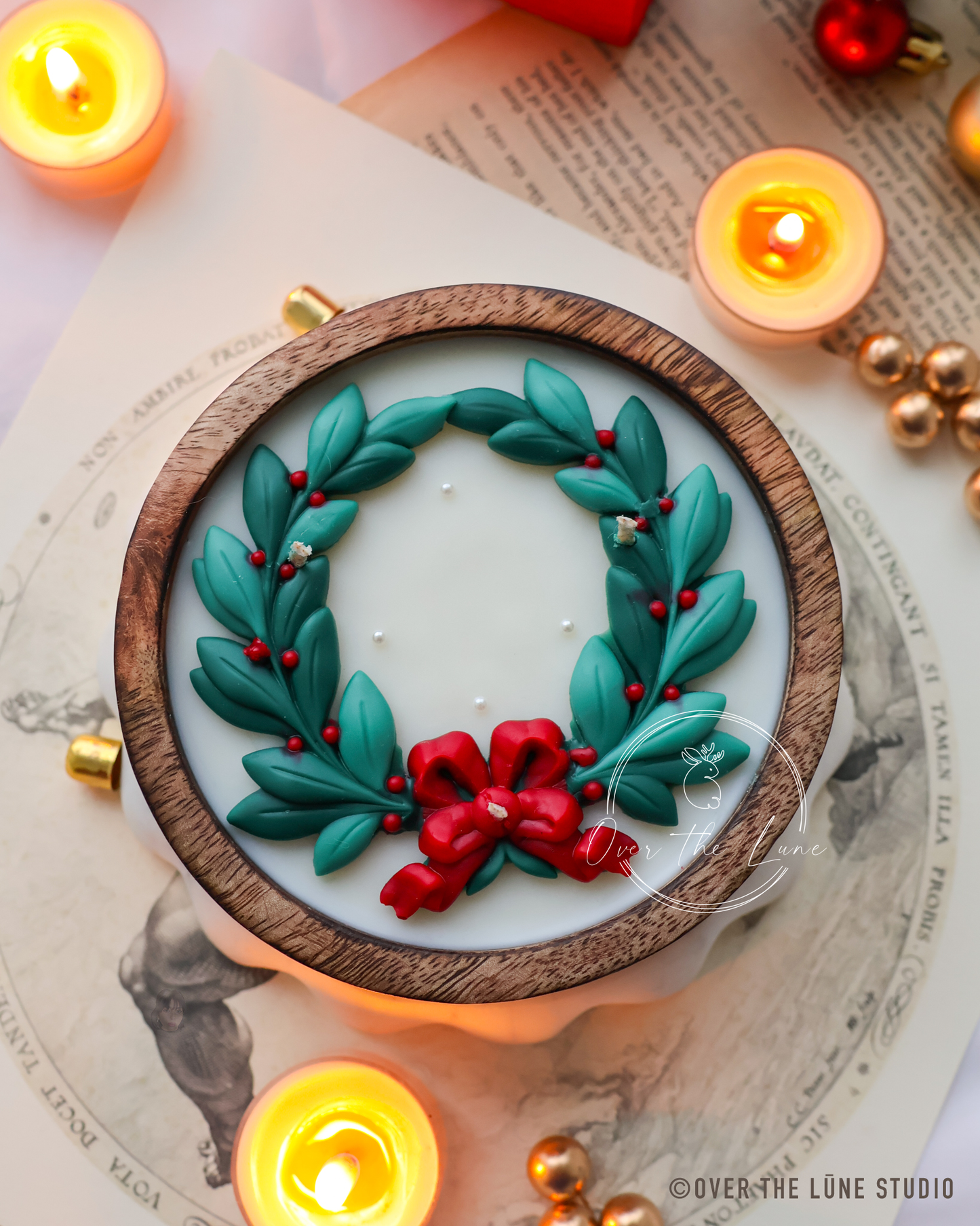 Wreath Wooden Jar (5 inches)