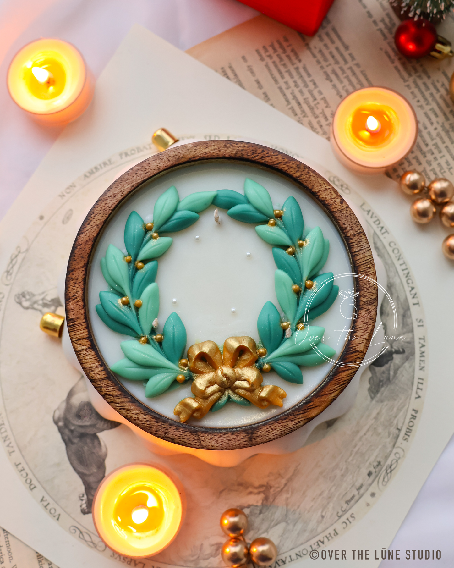 Wreath Wooden Jar (5 inches)