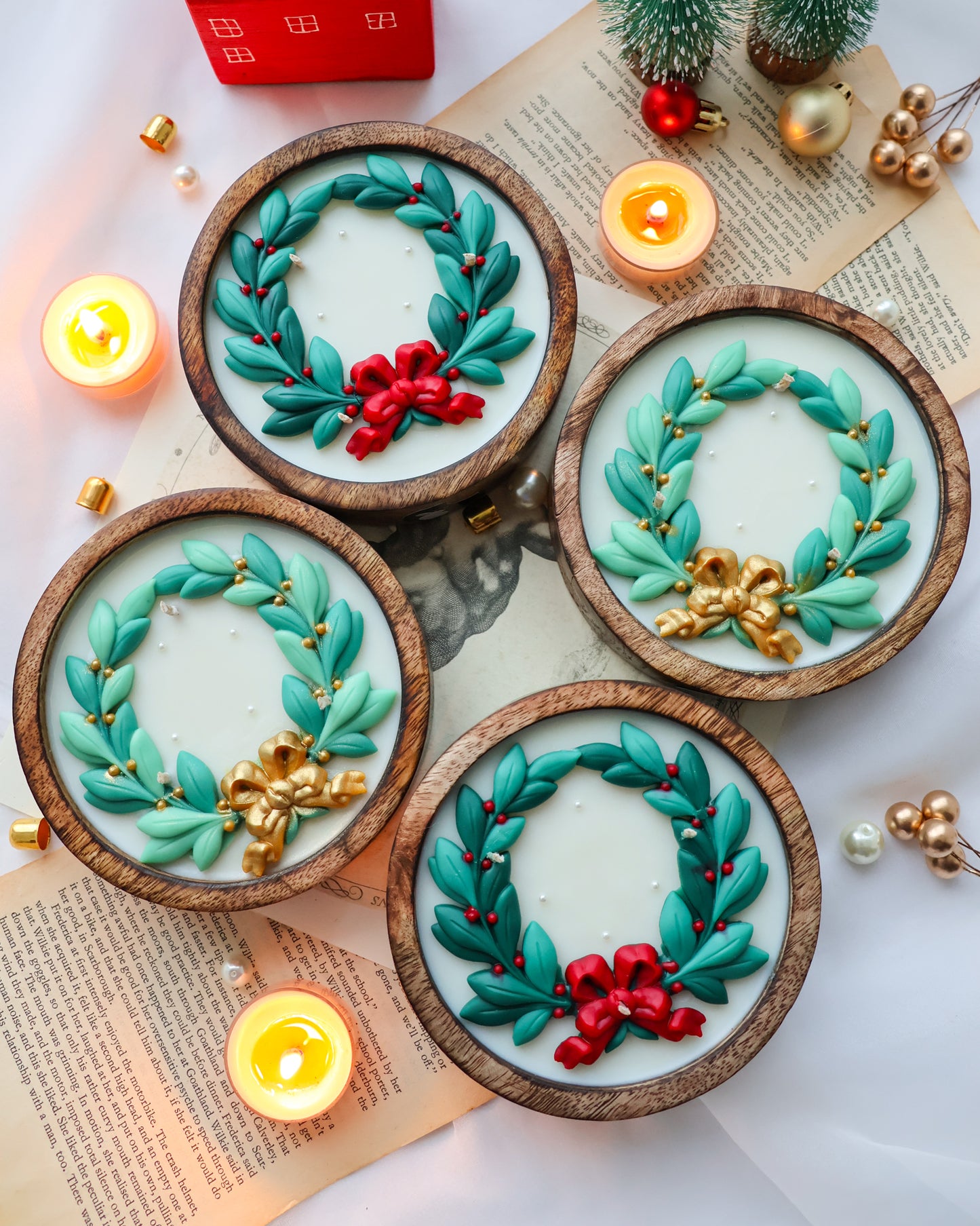 Wreath Wooden Jar (5 inches)