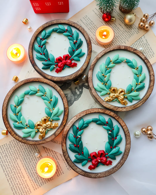 Wreath Wooden Jar (5 inches)