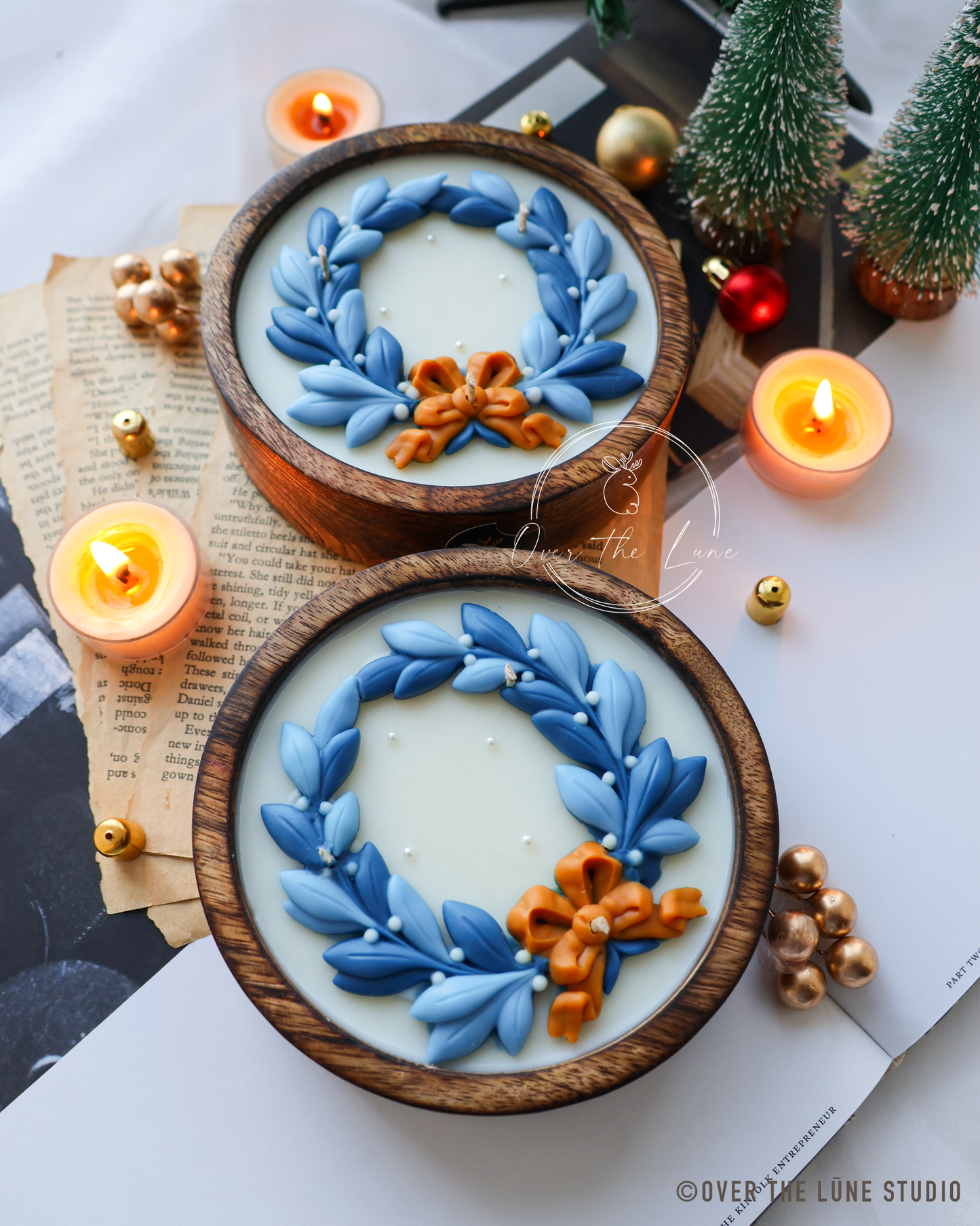 Wreath Wooden Jar (5 inches)