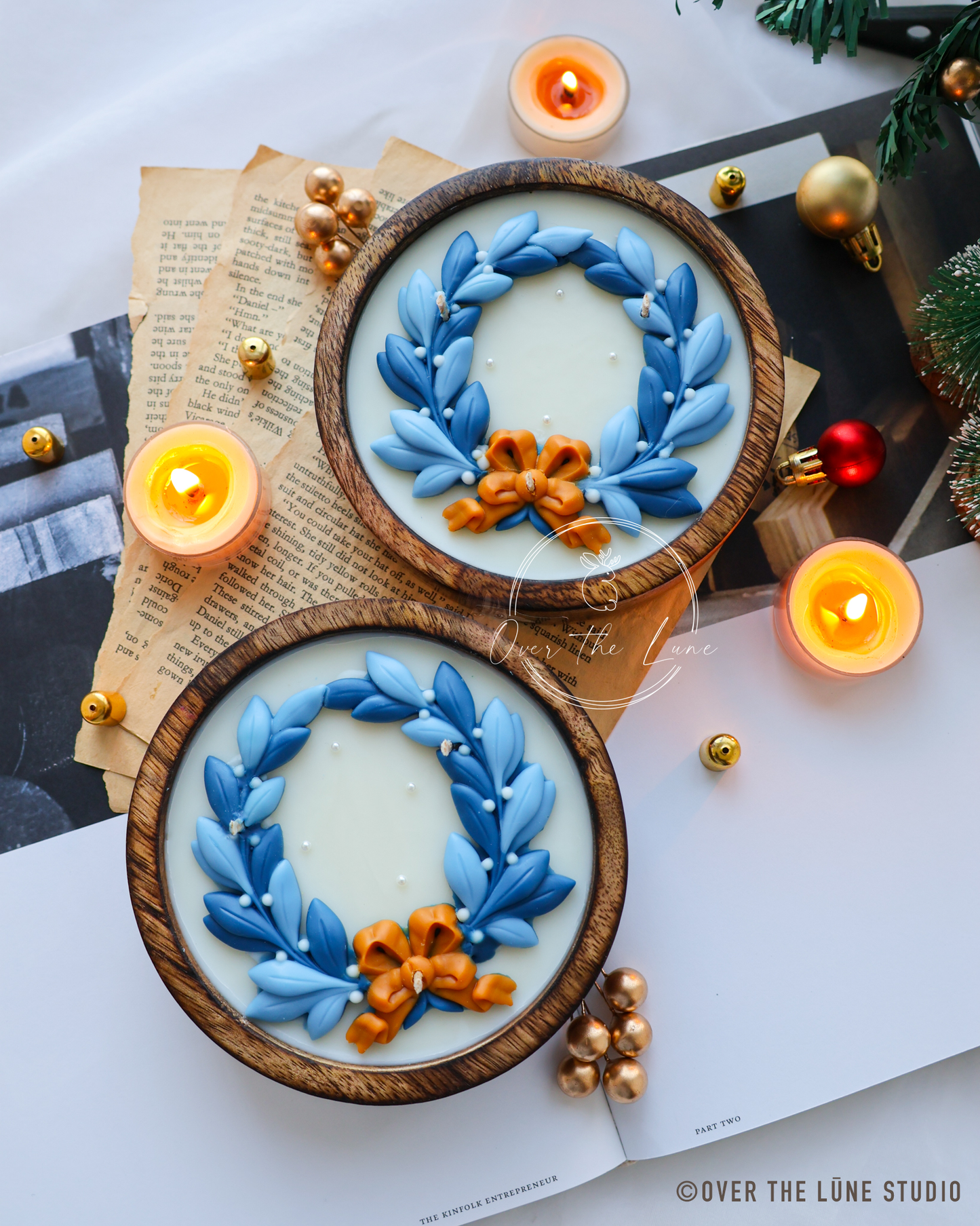 Wreath Wooden Jar (5 inches)